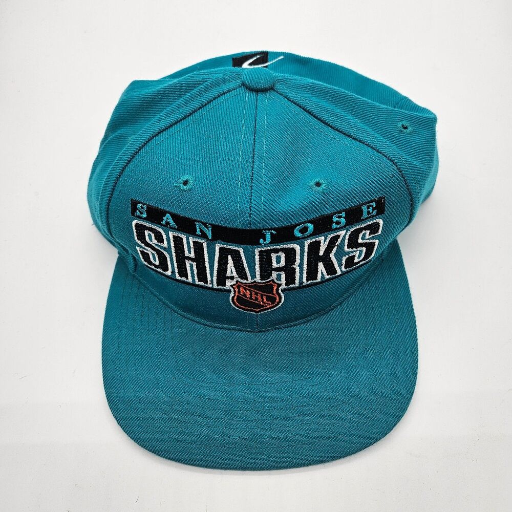 VINTAGE San Jose Sharks Hat Cap Snap Back Sports Specialties Script Wool NHL 90s